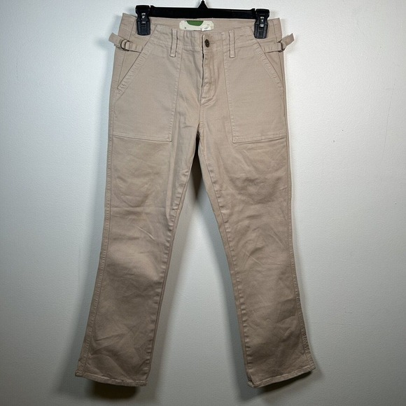 Anthropologie Womens Chino Pants Beige Size 26 Relaxed Cotton Blend Stretch - Picture 1 of 6